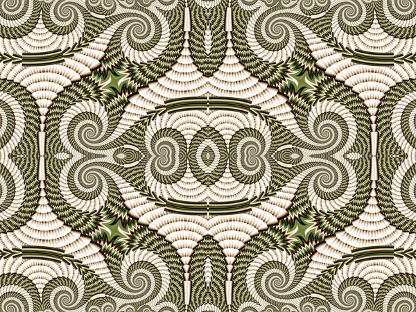 スパイラル フラクタルから対称パターン。灰色と緑のパレット. — ストック写真