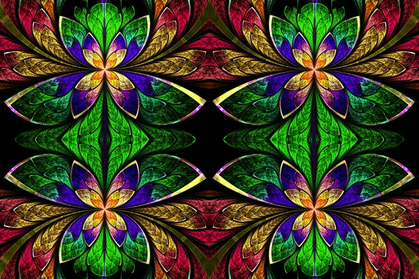 Multicolored symmetrical pattern in stained-glass window style. — Stock Photo, Image