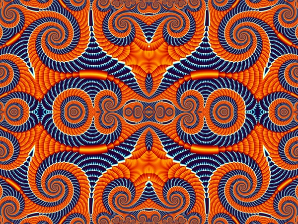 Patrón simétrico de fractal espiral. Paleta azul y naranja — Foto de Stock