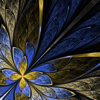 Fraktal çiçek veya vitray pencere stili bla üzerinde Kelebek