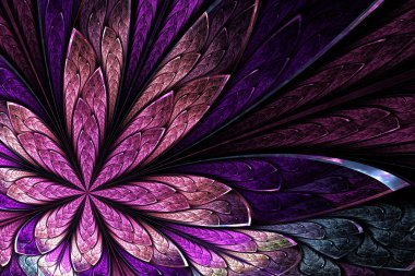 Vitray pencere stili bla üzerinde asimetrik fraktal çiçek