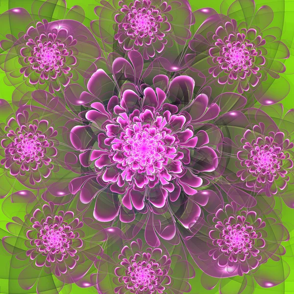 Schöne lila Blume auf grünem Hintergrund. Computer erzeugt — Stockfoto