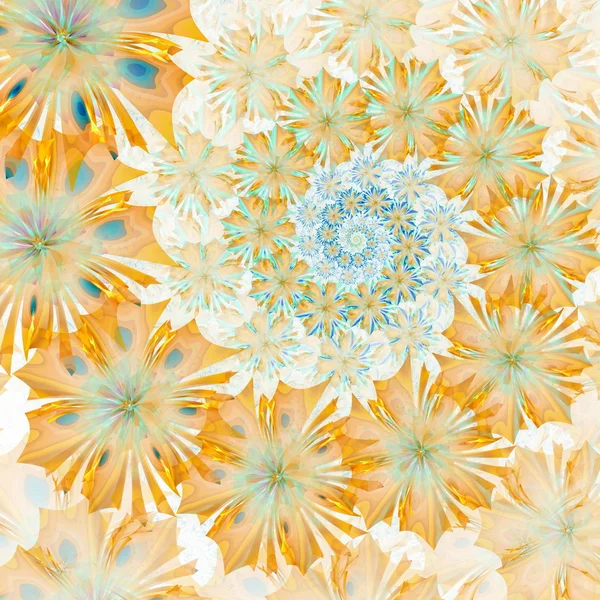 Spiral flower background. Yellow palette. Computer generated gra — Stock Photo, Image