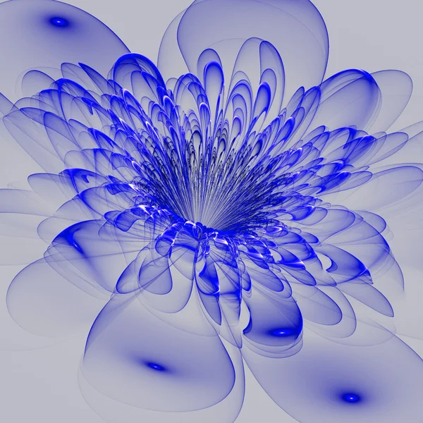 Piękny niebieski kwiat na szarym tle. Wygenerowane komputerowo gra — Zdjęcie stockowe