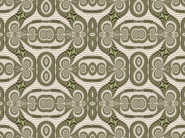 Patrón simétrico de fractal espiral. Paleta gris y verde . —  Fotos de Stock