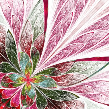 Fraktal çiçek ya da kelebek beyaz arka plan üzerinde. Bilgisayar cins