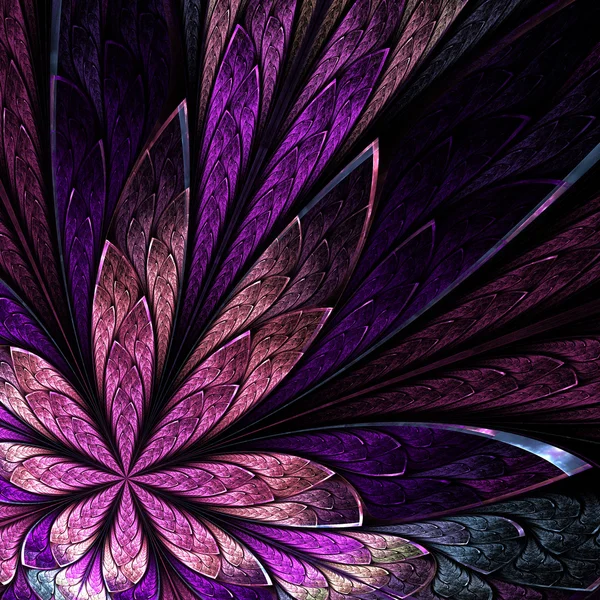 Vitray pencere stili bla üzerinde asimetrik fraktal çiçek