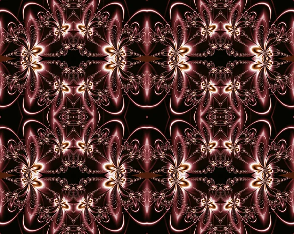 Patrón de flores en diseño fractal. Chocolate y plata. Ordenador —  Fotos de Stock