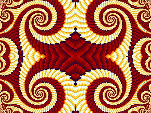 Symmetrisch patroon van spiraal fractal. Gele en bruine palett — Stockfoto