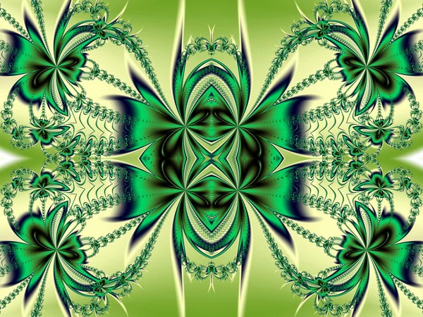 Padrão de flor em design fractal. Paleta verde e bege. Compu — Fotografia de Stock