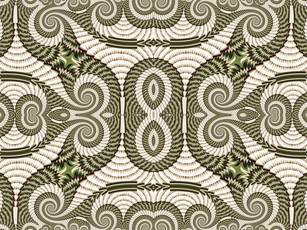 スパイラル フラクタルから対称パターン。灰色と緑のパレット. — ストック写真