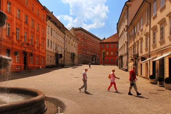 LJUBLJANA, ESLOVENIA - 28 DE JULIO DE 2014: Calle en el centro histórico de la ciudad — Foto de Stock