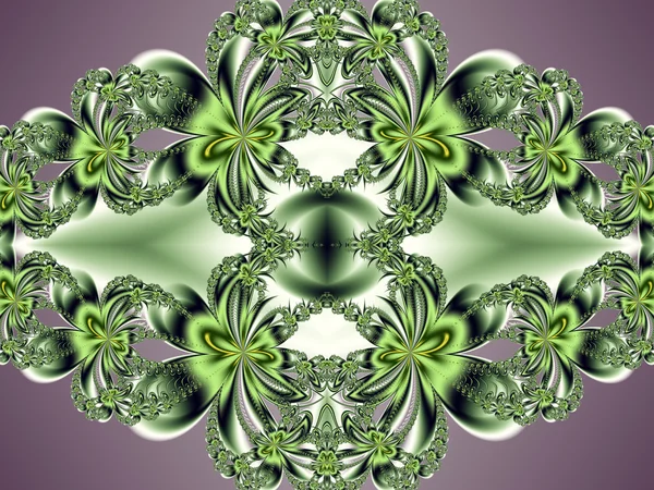 Flower pattern in fractal design. Green and violet. Computer gen — Stock Photo, Image