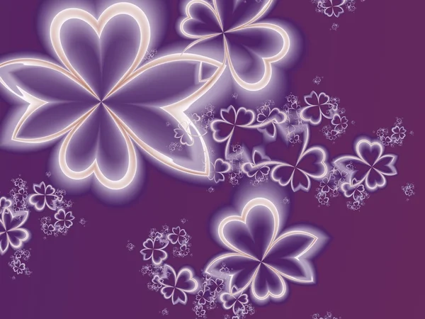 Kwiatki w fractal design. Fioletowy palety. Grafika dla cr — Zdjęcie stockowe
