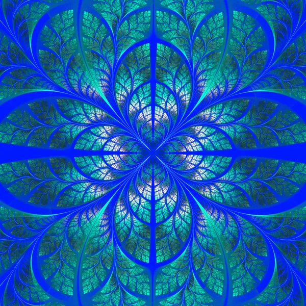 Symmetrical pattern of the leaves in blue and green. Collection — Stock Photo, Image