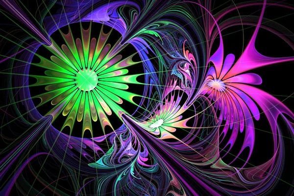 Blumenhintergrund. violette und grüne Palette. Fraktales Design. com — Stockfoto
