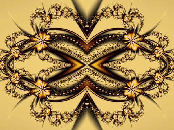 Bloemenpatroon in fractal ontwerp. Beige en bruin palet. Compu — Stockfoto