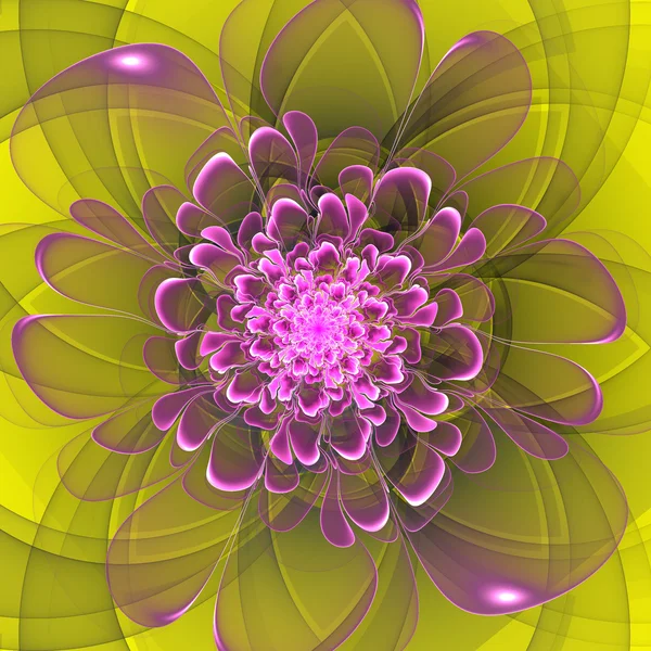 Schöne lila Blume auf gelbem Hintergrund. Computergenerierung — Stockfoto