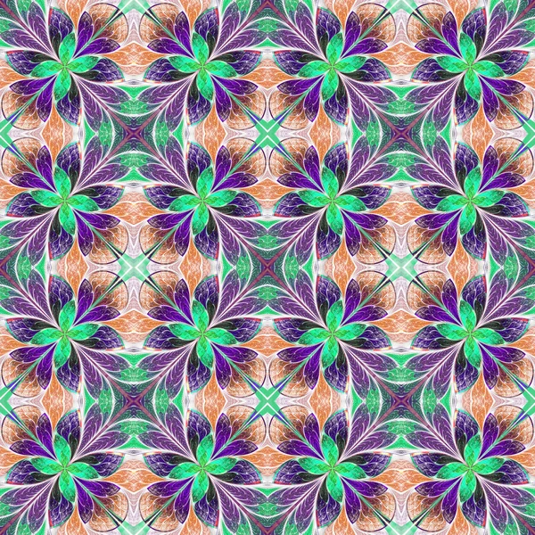 Multicolored symmetrical pattern in stained-glass window style o — Stock Photo, Image