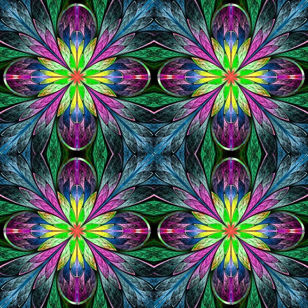 Multicolored symmetrical pattern in stained-glass window style. — Stock Photo, Image