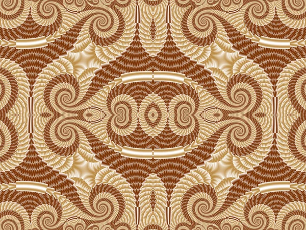 Symmetrical Pattern from Spiral fractal. Beige and brown palette — Stock Photo, Image