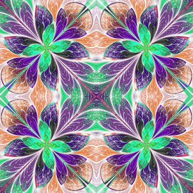 Vitray pencere stili o çok renkli simetrik desen