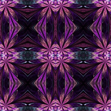 Vitray pencere stili blac üzerinde simetrik çiçek deseni