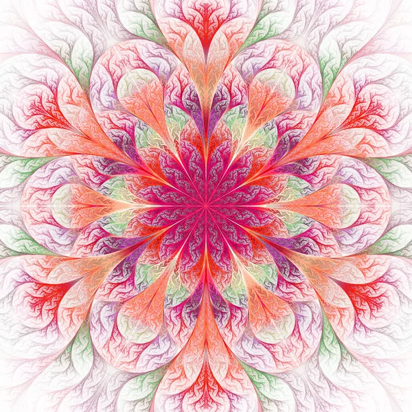 Vacker fraktal blomma i rött. datorgenererad grafik. — Stockfoto