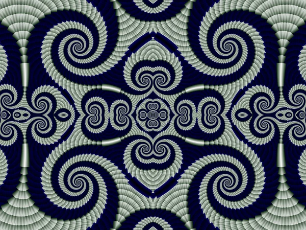 Symmetrical Pattern from Spiral fractal. Gray and blue palette. — Stock Photo, Image
