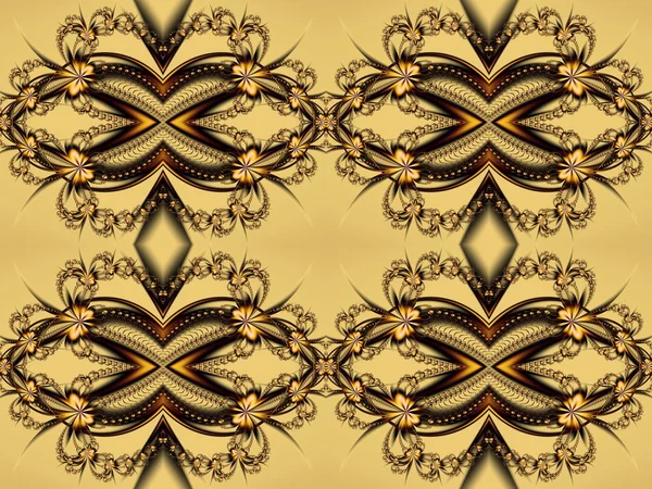 Padrão de flor em design fractal. Paleta bege e marrom. Compu — Fotografia de Stock