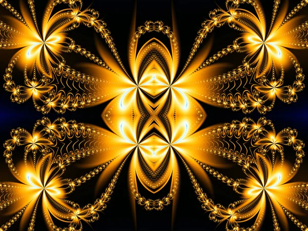 Fire Flower pattern in fractal design. Brown and fire. Computer — Stock Photo, Image