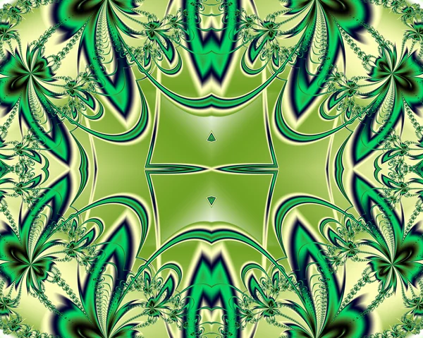Padrão de flor em design fractal. Paleta verde e bege. Compu — Fotografia de Stock