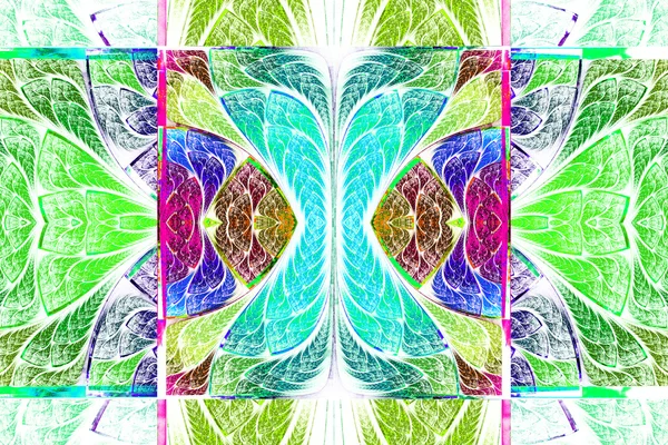 Patrón geométrico simétrico multicolor en estilo vidriera — Foto de Stock