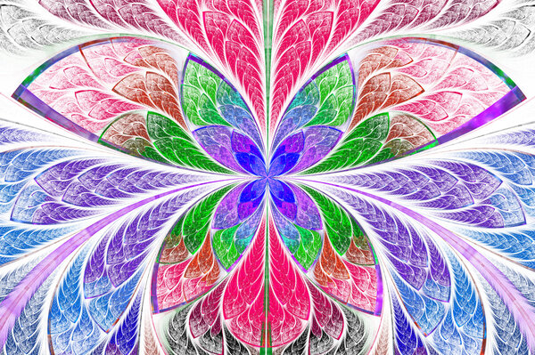 Разноцветный симметричный фрактальный узор в виде цветка или бабочки
 