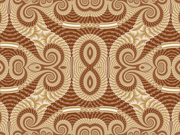 Modèle symétrique de la spirale fractale. Palette beige et marron — Photo