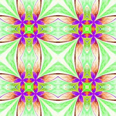 Simetrik çiçek deseni vitray pencere tarzı Işıklı üzerinde