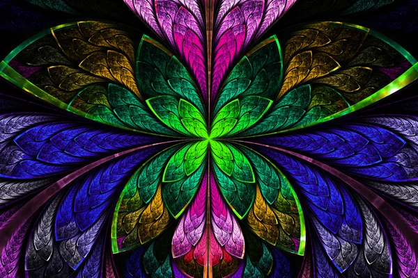 Multicolored symmetrical fractal pattern as flower or butterfly — Stock Photo, Image