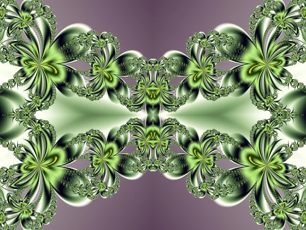 Květinový vzor fractal design. Zelená a fialová. Počítačové gen — Stock fotografie