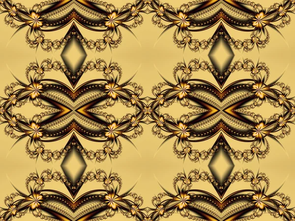 Flower pattern in fractal design. Beige and brown palette. Compu — Stock Photo, Image