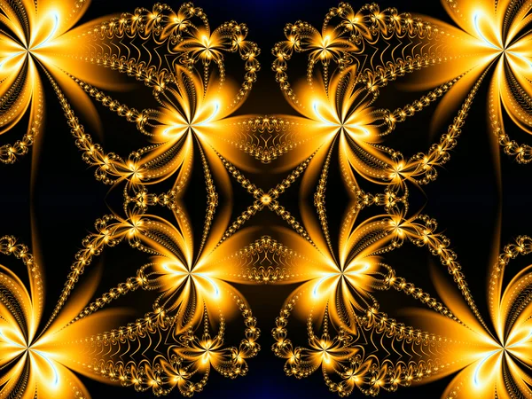 Fire blommönster i fractal design. Brown och brand. Dator — Stockfoto