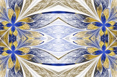 Simetrik çiçek deseni vitray pencere tarzı Işıklı üzerinde