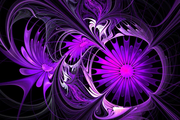 Blumenhintergrund. violette und schwarze Palette. Fraktales Design. com — Stockfoto
