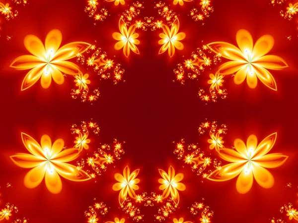Kwiatki ognia w fractal design. Grafika dla kreatywnych desi — Zdjęcie stockowe