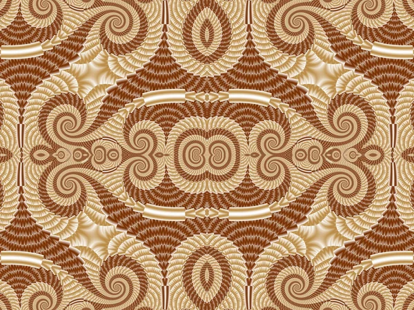 Modèle symétrique de la spirale fractale. Palette beige et marron. Graphiques générés par ordinateur . — Photo