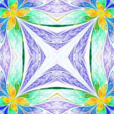 Simetrik çiçek deseni vitray pencere tarzı Işıklı üzerinde