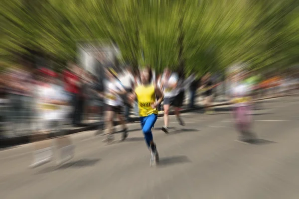 Fundo abstrato. Corredor de maratona internacional. Efeito Borrão — Fotografia de Stock