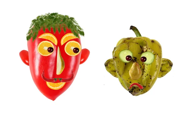 Creative food concept. Positive and negative portraits made of g — Stock Photo, Image