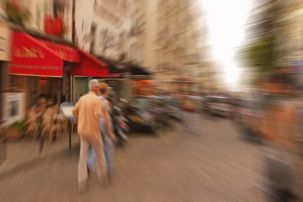 Contexte abstrait. Boulevard Montmartre à Paris - zoom radial — Photo