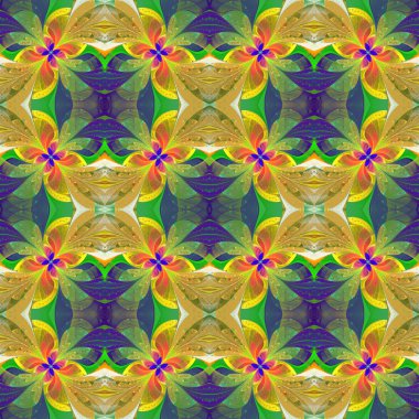 Simetrik desende çok renkli vitray pencere stili. 