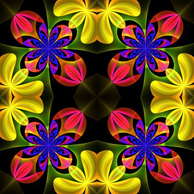 Fraktal de çiçek yaprakları güzel simetrik desen